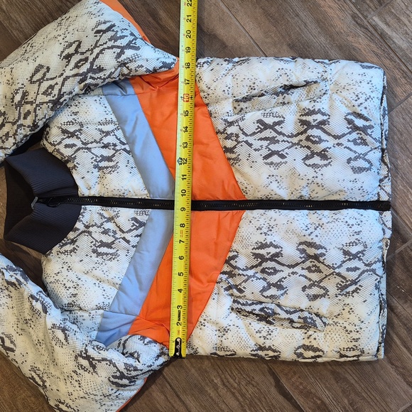 Central Park West Wesley Snakeskin Print Full Zip Puffer Jacket, XS - Picture 7 of 16